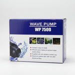 Wave pump WP7500 retail box with blue packaging and aquarium wave pump graphics