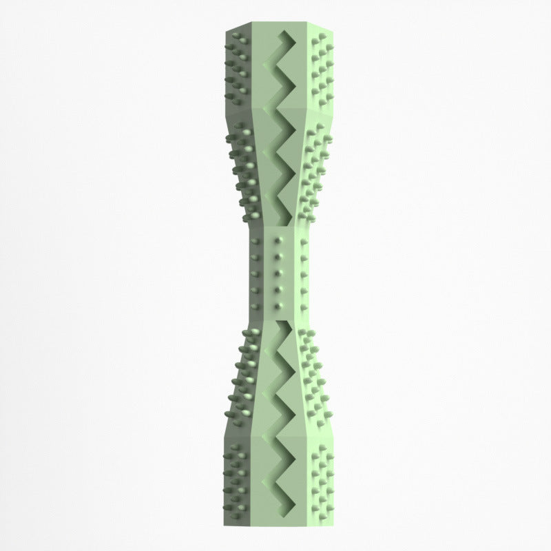 Avocado green ridged dog chew toy clip with zigzag bite ridges and raised nubs