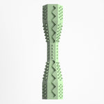 Avocado green ridged dog chew toy clip with zigzag bite ridges and raised nubs