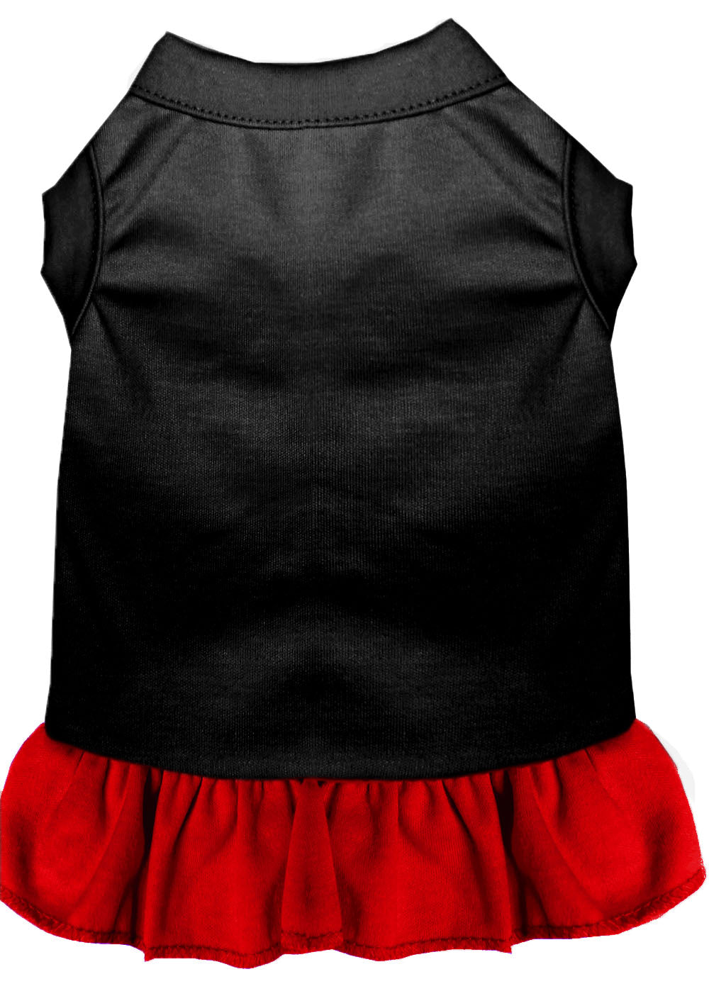 Pet dog & cat dress in black with red ruffle hem