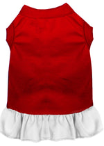 Pet dog & cat dress in red with white ruffle hem