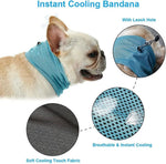 Turquoise cooling bandana with leash hole, breathable textured mesh