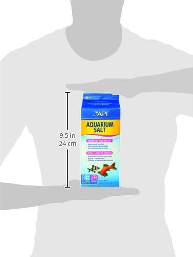 Aquarium Salt box size shown: 9.5 in (24 cm) height reference.