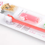 Pet finger toothbrush set in blister pack with red soft bristle brush