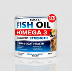 Yuma's Fish Oil +Omega 3 dog chew supplement tub, 170 count for skin and coat