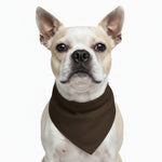 Dog pet bandana with dark brown triangle bib on white dog