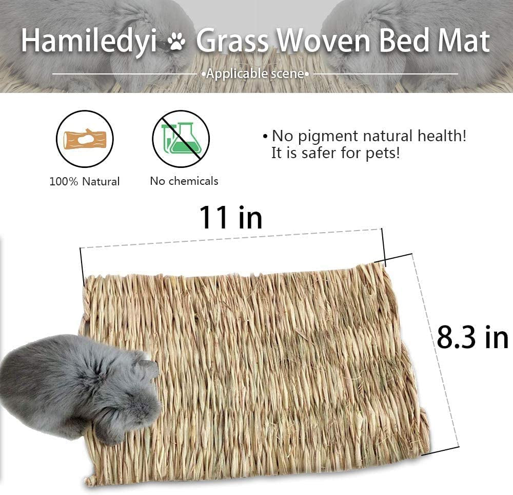 Rectangular grass woven bed mat, natural straw weave