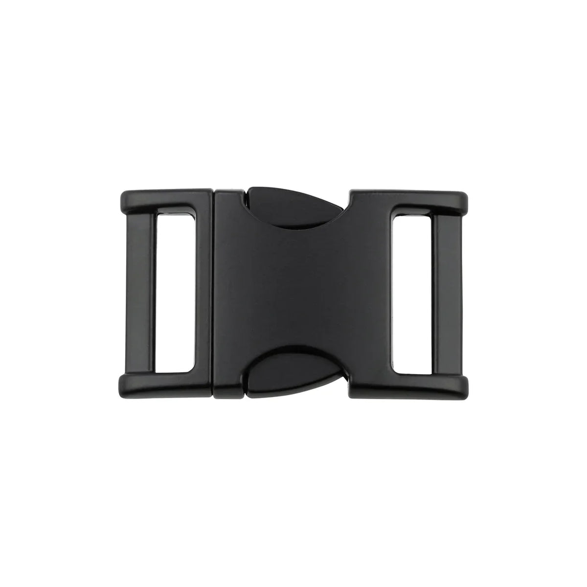 Quick-release prong collar buckle, black plastic with twin rectangular bars