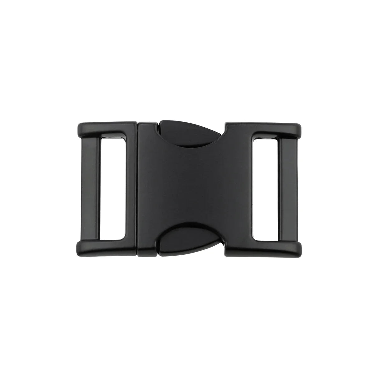 Quick-release prong collar buckle, black plastic with twin rectangular bars