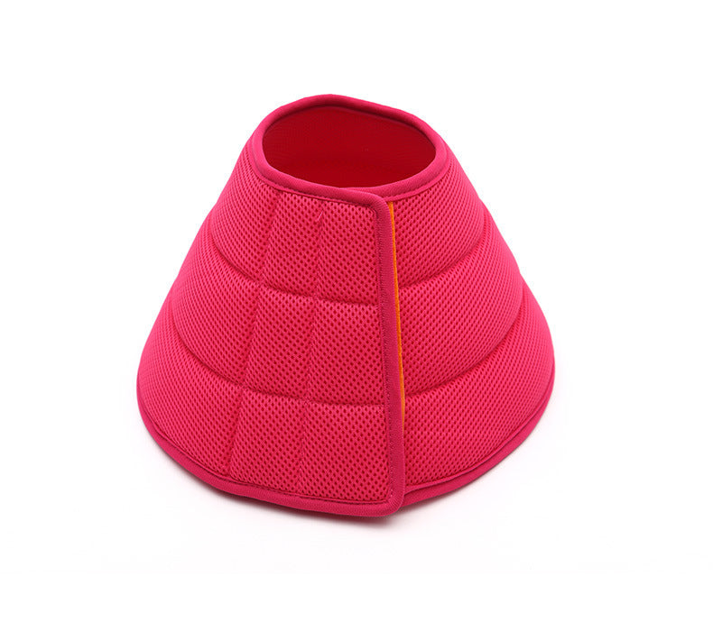 Soft recovery e-collar for dogs and cats, pink mesh cone with padded sides