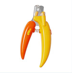 Yellow LED pet nail clippers with safety guard, open clamp and clear guard window