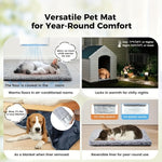 Reversible gray pet mattress with plush cover and insulated liner for year-round comfort