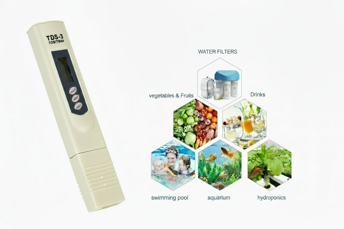 Water quality testing pen meter, red body with LCD window and hold buttons