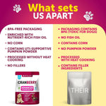 Packaging comparison infographic: BPA-free, no corn, no pumpkin powder, no fillers.