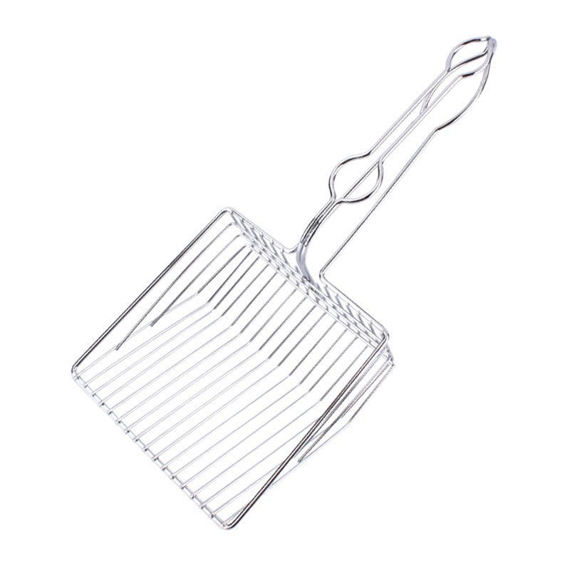 Metal cat litter shovel scoop with wire mesh tray and loop handle
