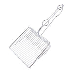 Metal cat litter shovel scoop with wire mesh tray and loop handle
