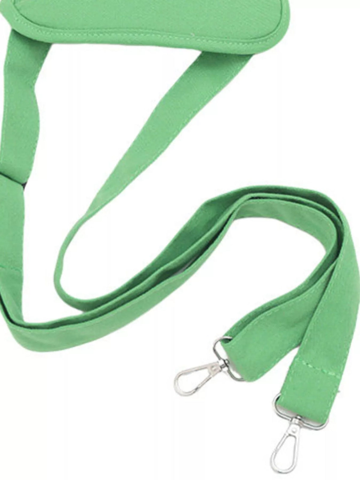 Green pet carrier harness with adjustable straps and metal clips