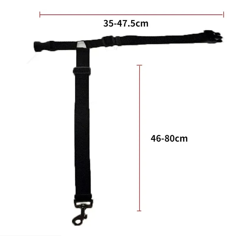 Black pet car seat belt & harness length measurement 35–47.5 cm and 46–80 cm