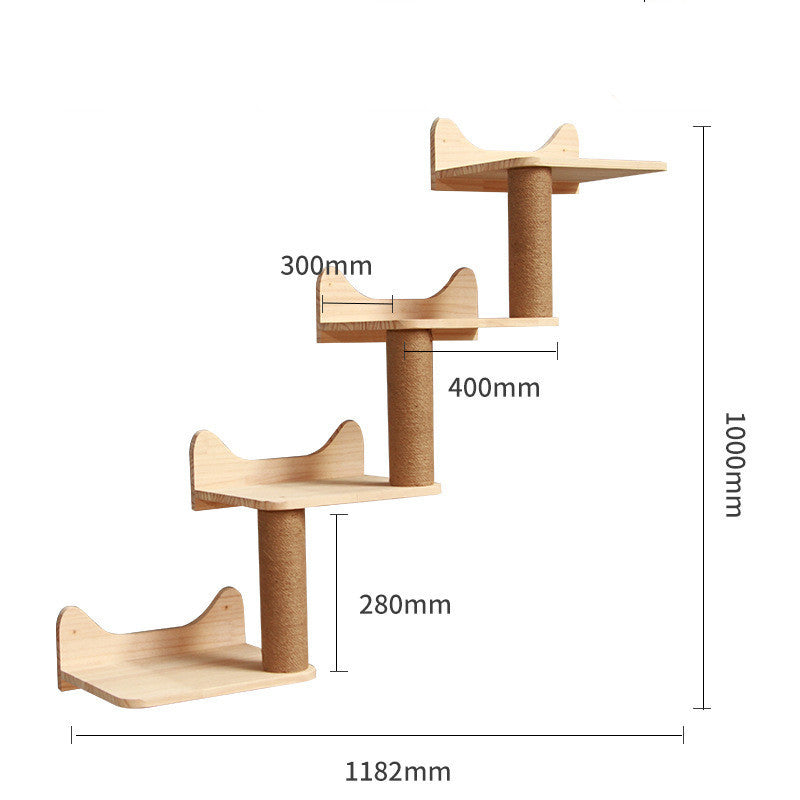 Modular cat climbing frame with multiple perches on sisal-wrapped posts