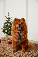 Pet Christmas necktie, red with holiday motif