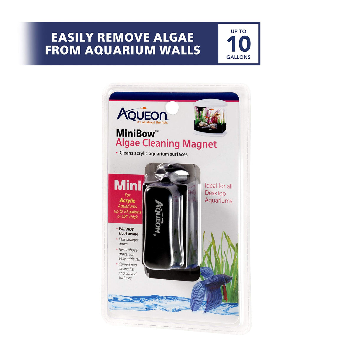 Aqueon MiniBowl algae cleaning magnet blister pack with mini magnetic scrubber