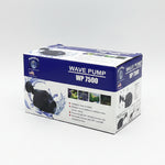 Wave pump WP7500 retail box with side view showing black pump and specs panels