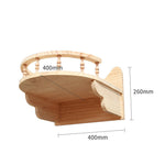 Wall-mounted cat climbing frame platform with arched side rails, solid wood