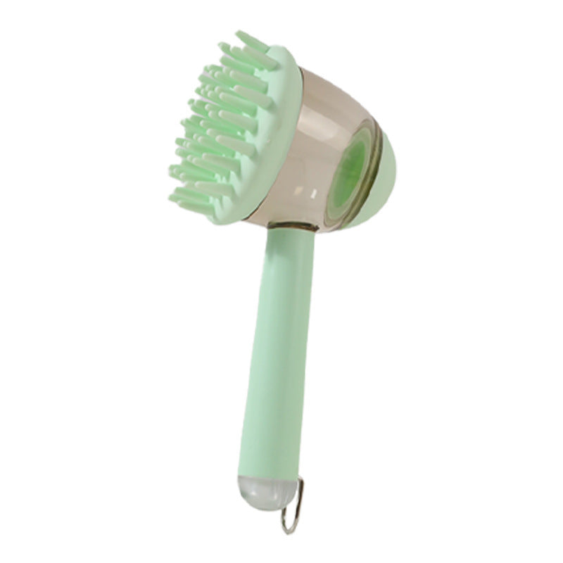 3-in-1 pet bath brush and massage comb, mint green with clear head and bristles