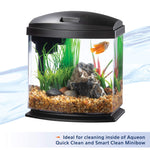 Aquarium glass algae cleaning magnet with scrubber attached to tank side
