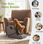 Gray and light gray foldable dog stairs for small, injured, and older dogs