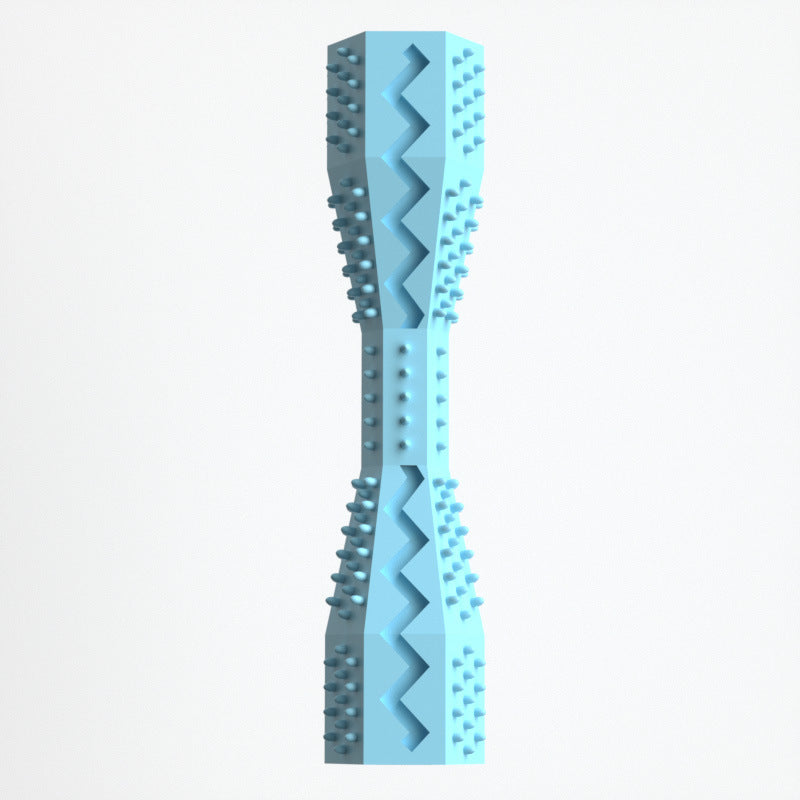 Blue ridged dog chew toy clip with zigzag bite ridges and textured grip sides