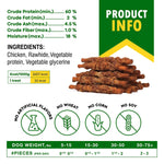 Smoked rawhide chew product info panel with ingredients and feeding chart