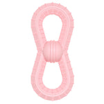 Cherry Blossom Powder molar ball toy, pink double-oval ring with ribbed center