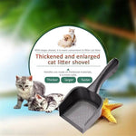 Black plastic cat litter scoop with perforated tray and long ergonomic handle