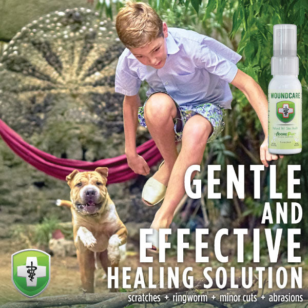 Adore Pet WoundCare spray bottle with pump top and WoundCare label