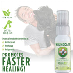 Adore Pet WoundCare spray bottle with clear pump top and label for faster healing