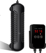 Submersible quartz heater with textured heating grid and LCD temperature controller