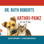 Joint support supplement label with Dr. Ruth Roberts and Arthri-Pawz branding