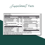 Supplement Facts label showing serving size, amounts, and % daily value table