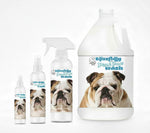 Face wash bottles set with large jug, white pump and bulldog label