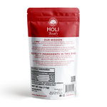 Back of freeze-dried beef liver dog treats pouch with ingredient and storage information