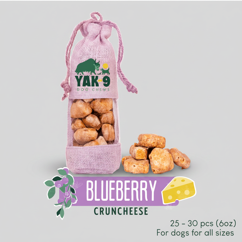 Pink Blueberry CrunchCheese dog treat pouch with bite-size cheese dog treats