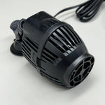 Black wave aquarium pump with intake grate and mounting clip attachment