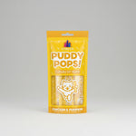 Chicken & pumpkin lickable cat treats pouch, yellow Puddy Pops pack