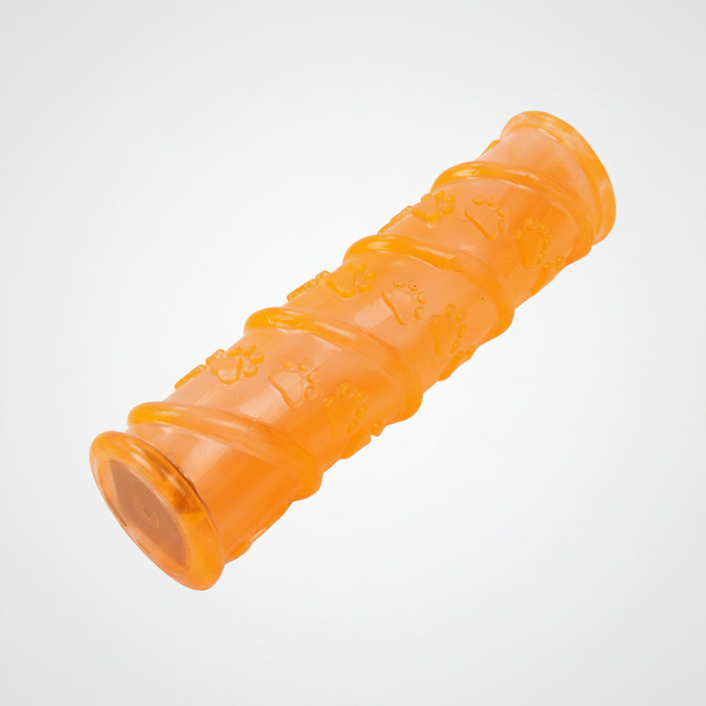 Orange TPR glow-stick dog chew toy with LED and squeak