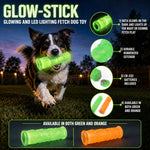Green TPR glow-stick dog fetch toy with LED and squeak