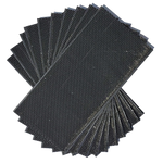 Dark plastic foundation sheets, hexagonal texture, stacked for beekeeping