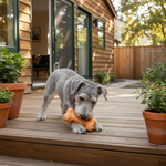 Slow-feeding diamond bone chew toy, beige orange facets