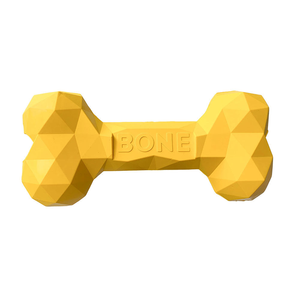 Diamond Bone Slow-Feeding Kauknochen in Gelb mit „BONE“-Prägung
