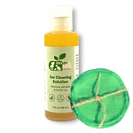 Pet ear cleaning solution bottle, 4 fl oz (118 mL), with green cleaning pad